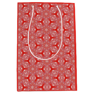 Christmas Snowflake Luxury Pattern Red Medium Gift Bag