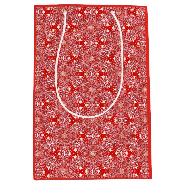 Christmas Snowflake Luxury Pattern Red Medium Gift Bag (Front)