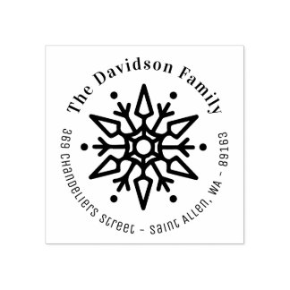 Christmas Snowflake Modern Return address  Rubber Stamp