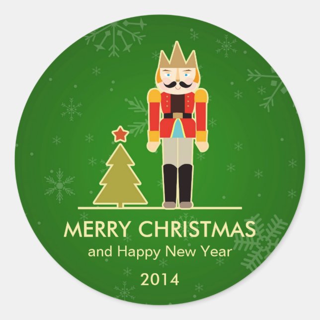 Christmas Snowflake - Nutcracker Holiday Greeting Classic Round Sticker (Front)
