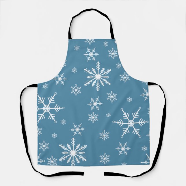 Christmas Snowflake On Blue Apron (Front)