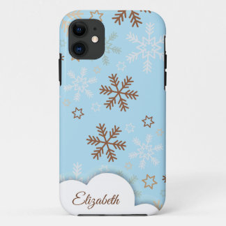 Christmas snowflake on blue iPhone Case