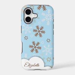 Christmas snowflake on blue iPhone Case