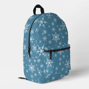 Christmas Snowflake On Blue Printed Backpack