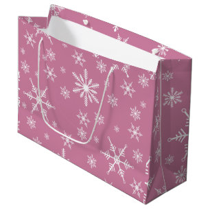 Christmas Snowflake On Pink Large Gift Bag
