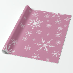 Christmas Snowflake On Pink Wrapping Paper