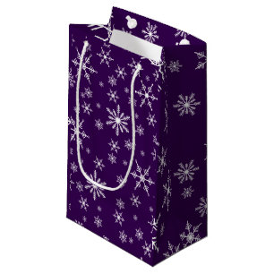 Christmas Snowflake On Purple Small Gift Bag