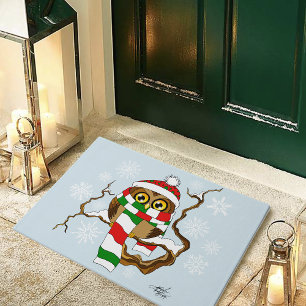 Christmas Snowflake Owl Doormat