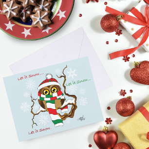 Christmas Snowflake Owl Holiday Postcard