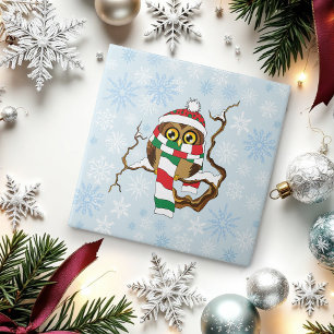 Christmas Snowflake Owl Tile