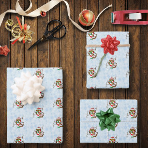 Christmas Snowflake Owl Wrapping Paper Sheet