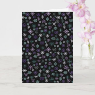 Christmas Snowflake Pattern Black Purple Mint Teal Card