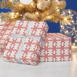 Christmas snowflake pattern cream red wrapping paper