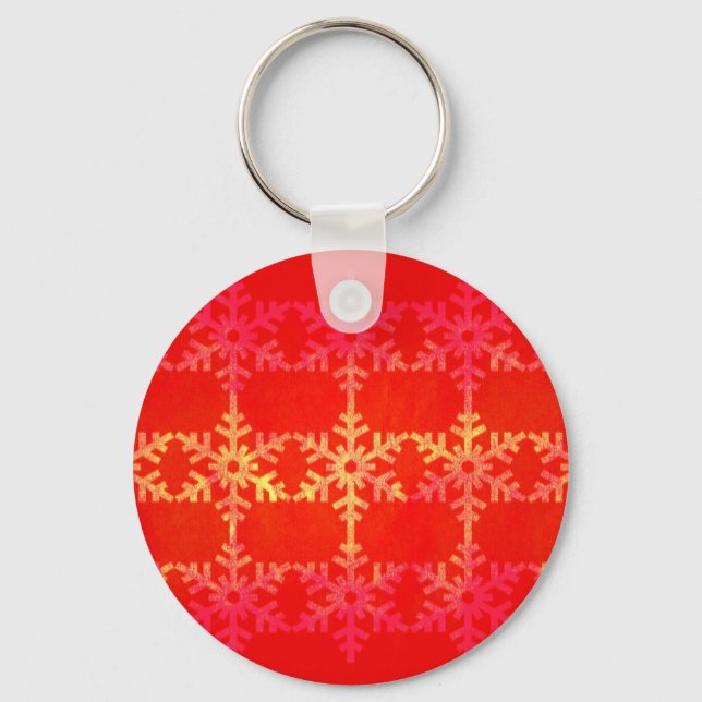 Christmas snowflake pattern key ring (Front)