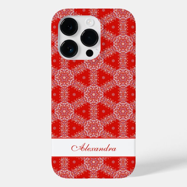 Christmas Snowflake Pattern Personalised Red Case-Mate iPhone Case (Back)