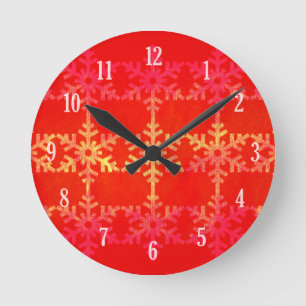 Christmas snowflake pattern round clock