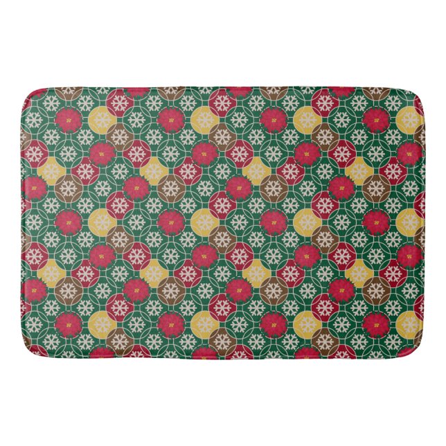 Christmas Snowflake Patterned Large Bath Mat (Front)