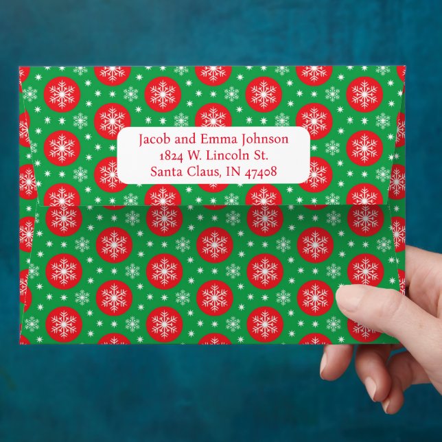 Christmas Snowflake Personalise Return Address Envelope (Hand)
