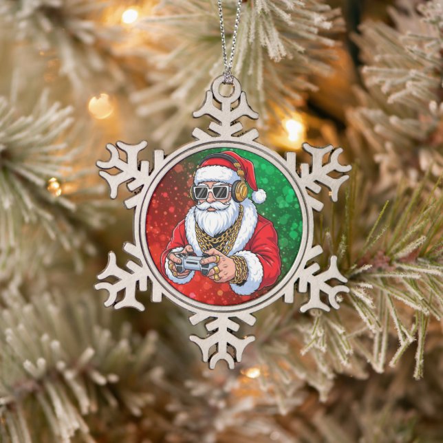 Christmas Snowflake Pewter Christmas Ornament (Tree)