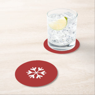 Christmas Snowflake Red and White Coaster