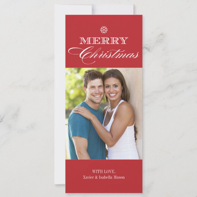 Christmas Snowflake | Red Holiday Card (Front)