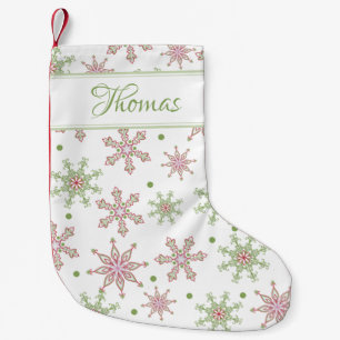 Christmas Snowflake Script Personalised Small Christmas Stocking
