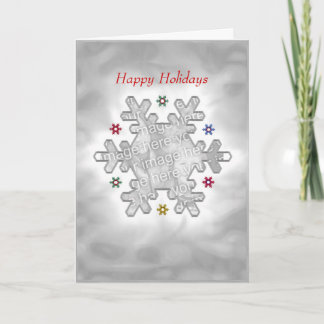 Christmas Snowflake Silver (photo frame) Holiday Card