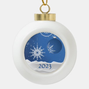 Christmas Snowflake Snow Ornament 2023 Add Name