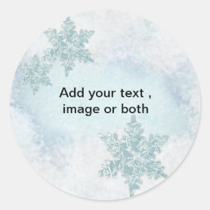 Christmas Snowflake snow photo frame template Classic Round Sticker