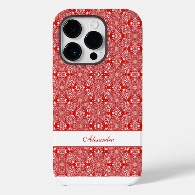 Christmas Snowflake Star Pattern Personalised Red Case-Mate iPhone Case (Back)