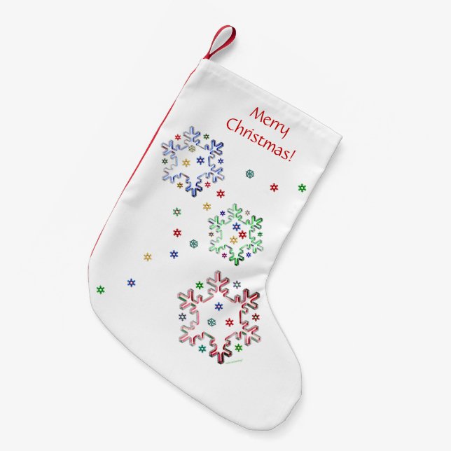 Christmas Snowflake Stars Small Christmas Stocking (Front (Hanging))