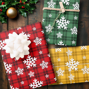 Christmas Snowflake Tartan Wrapping Paper