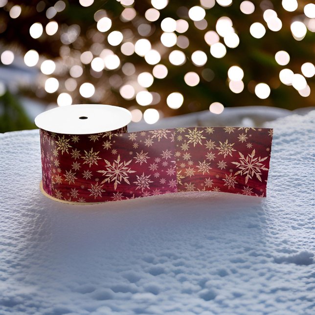 Christmas Snowflake Wine Satin Ribbon (Creator Uploaded)