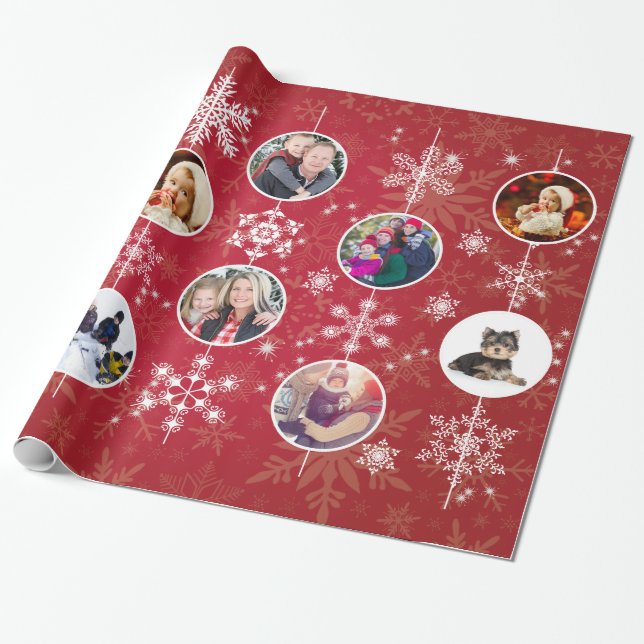 Christmas Snowflakes 10 Favourite Family Photos Re Wrapping Paper (Unrolled)
