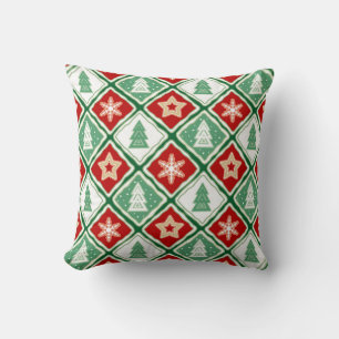 Christmas snowflakes and Christmas trees  Throw Pi Cushion