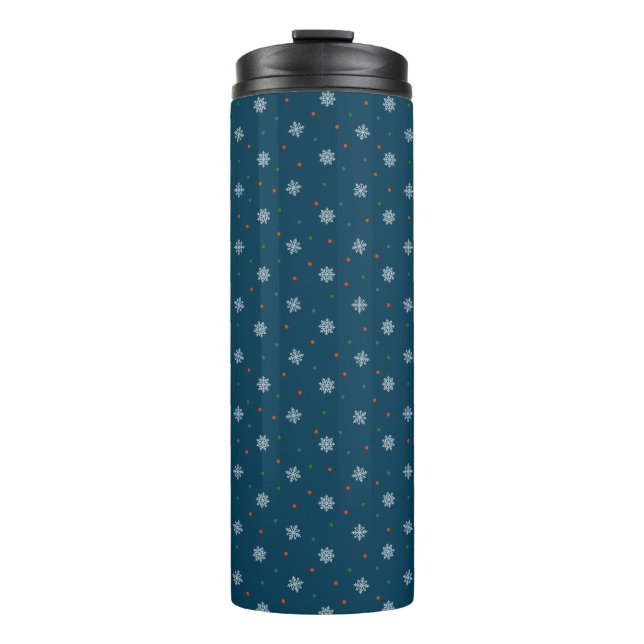 Christmas snowflakes and dots pattern thermal tumbler (Front)