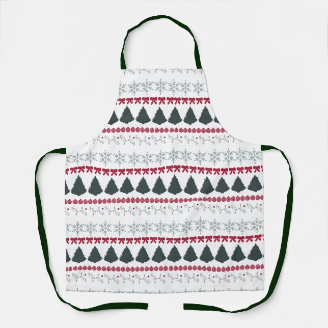 Christmas Snowflakes and Trees Apron (Front)