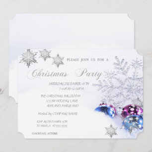Christmas Snowflakes  Balls, Corporate  Party Invitation