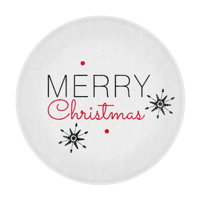 Christmas Snowflakes Black and Red Cutting Board (Front)