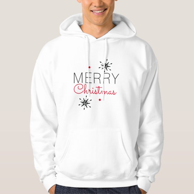 Christmas Snowflakes Black and Red Hoodie (Front)