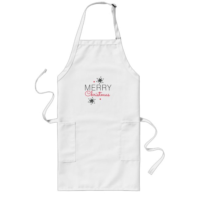 Christmas Snowflakes Black and Red  Long Apron (Front)