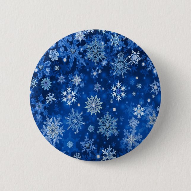 Christmas Snowflakes Blue and Silver 6 Cm Round Badge (Front)