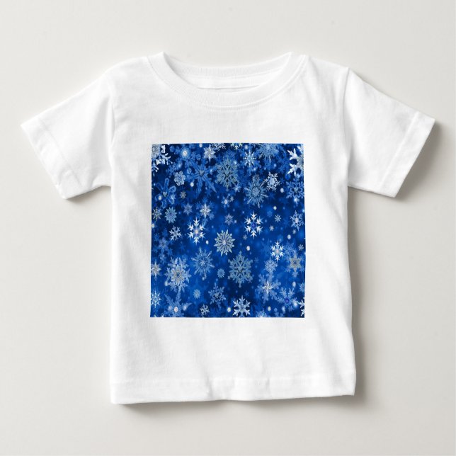 Christmas Snowflakes Blue and Silver Baby T-Shirt (Front)