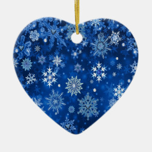 Christmas Snowflakes Blue and Silver Ceramic Tree Decoration