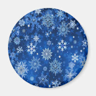 Christmas Snowflakes Blue and Silver Magnet