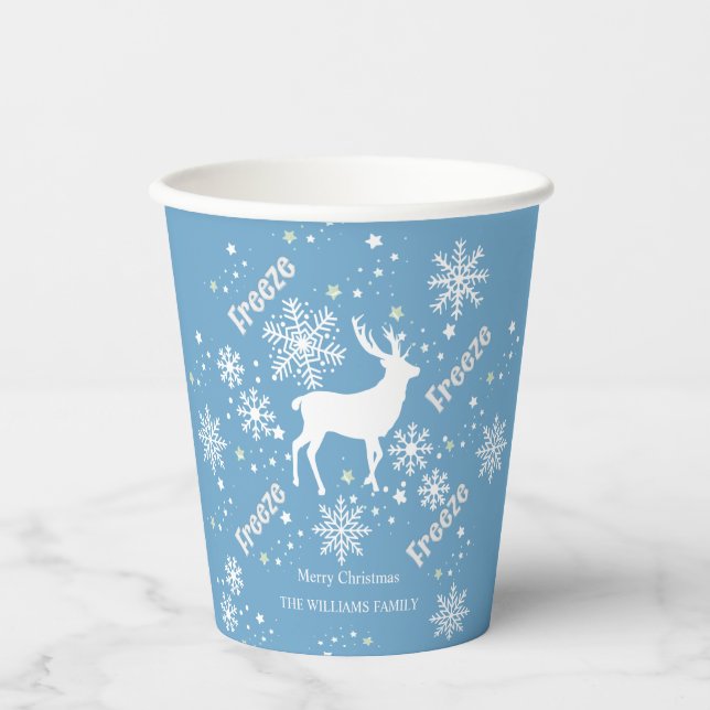 Christmas Snowflakes blue  Paper Cups (Front)