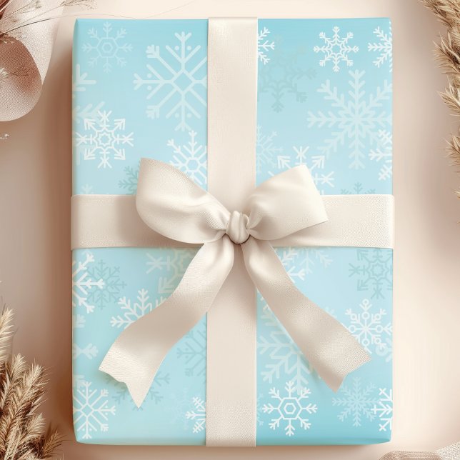 Christmas Snowflakes Blue Snow Pattern Wrapping Paper (Creator Uploaded)