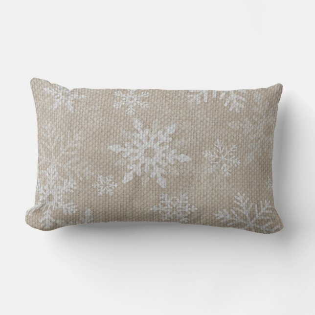 Christmas Snowflakes Burlap Pillow (Front)