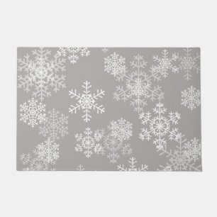 Christmas Snowflakes Door Mat-Grey Doormat