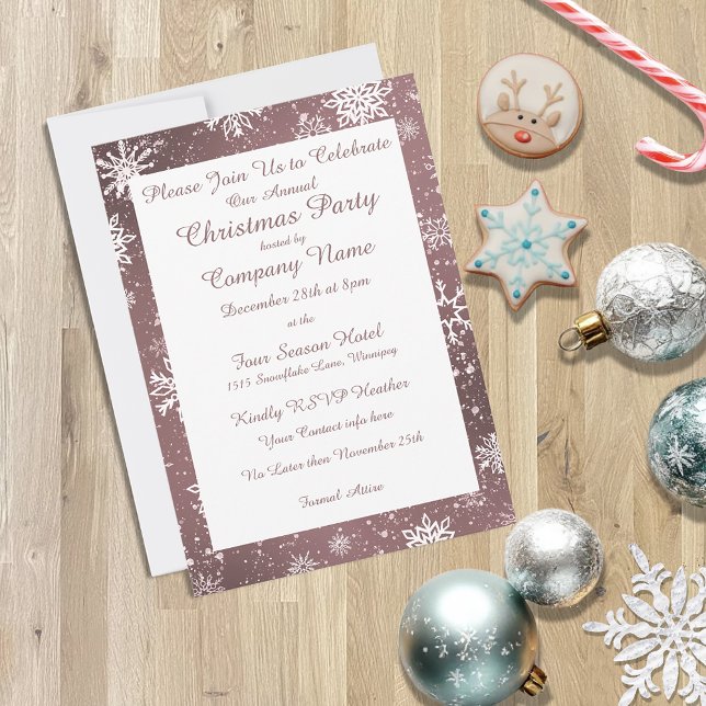 Christmas Snowflakes Dusty Rose Invitation (Creator Uploaded)